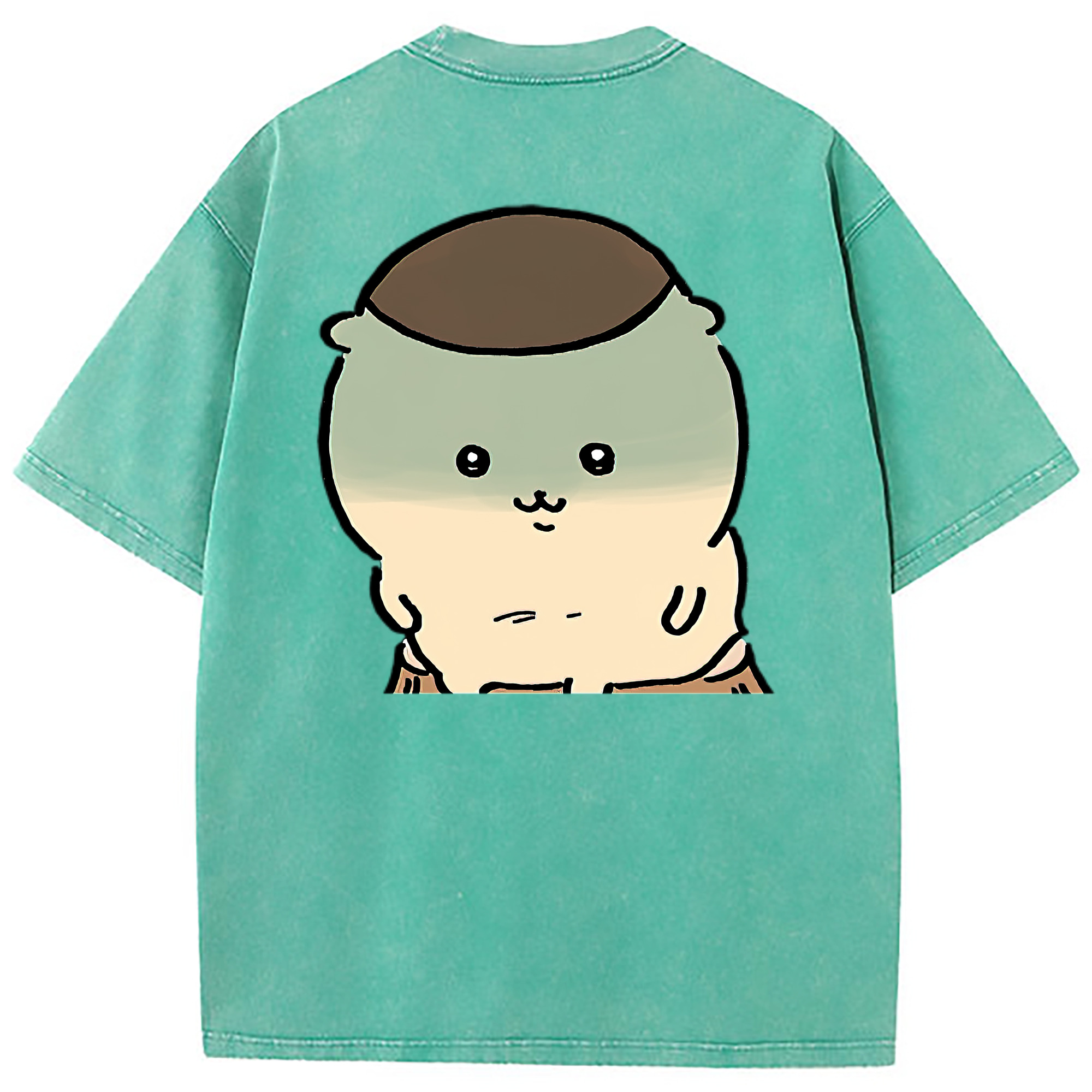 （画像用） ちいかわ くりまんじゅう Chii-kawa kuri manjū 綿100% ヴィンテージ風 半袖Tシャツ（背面プリント）